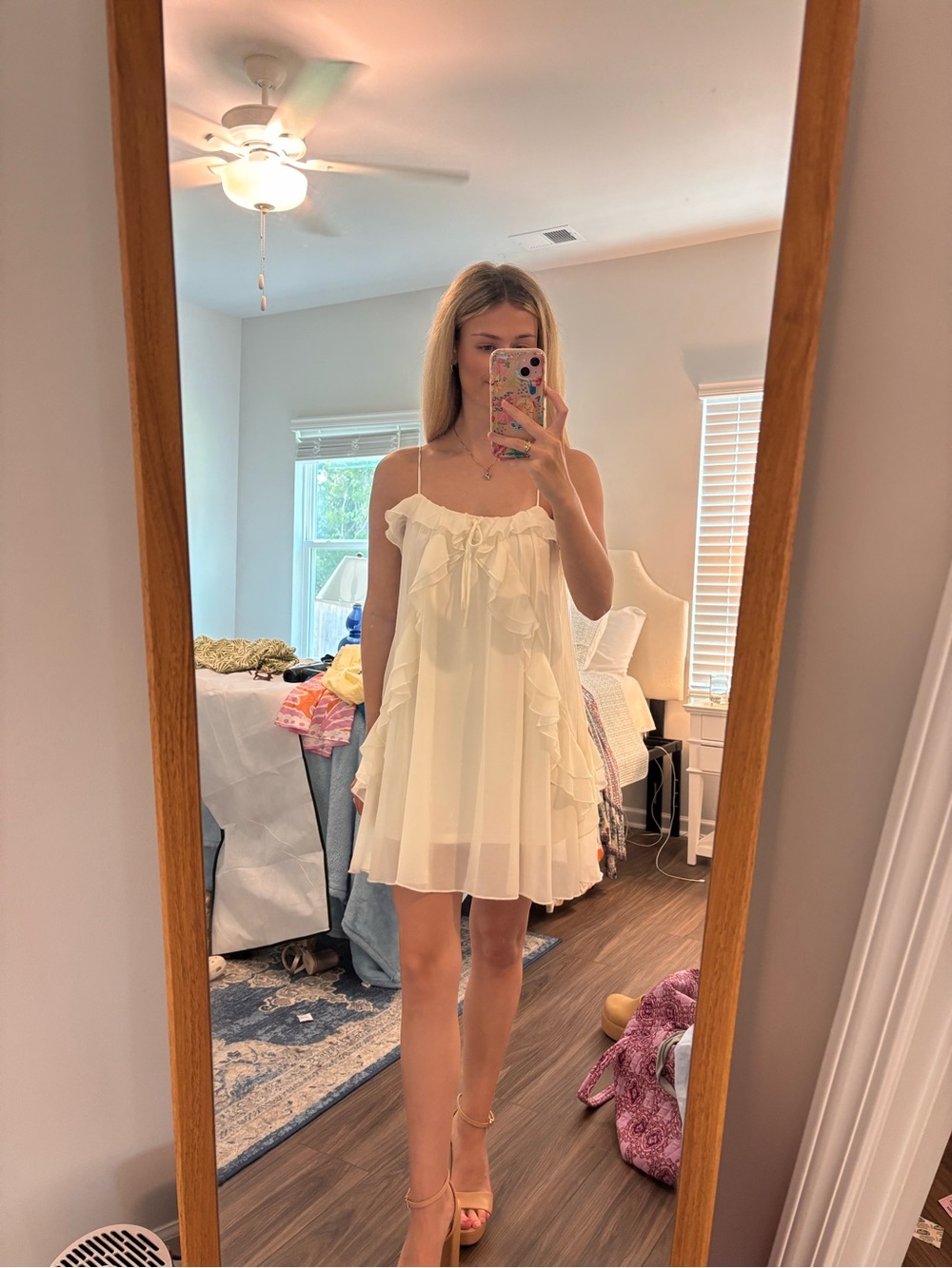 Target Cream Ruffle Mini Slip Dress